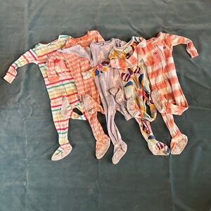 Mixed-Pattern Girls' Long Sleev Footed One-Piece Pajamas - size 12 months